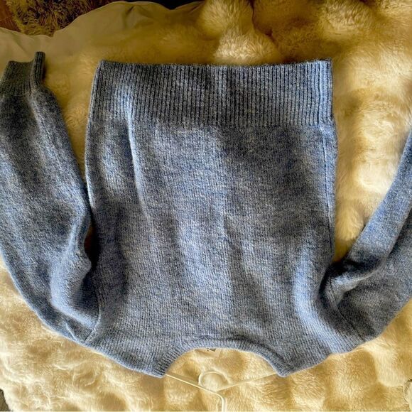 INTERMIX Blue Off-the-Shoulder Sweater Cozy Knit - Picture 7 of 7